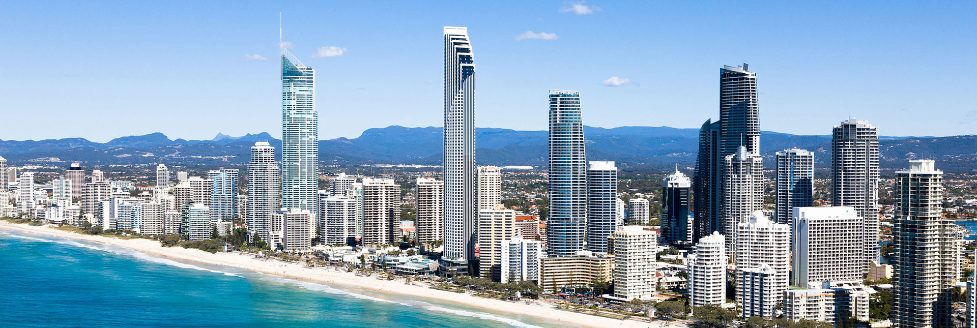 skyscrapers on the Gold Coast Coastline with beach